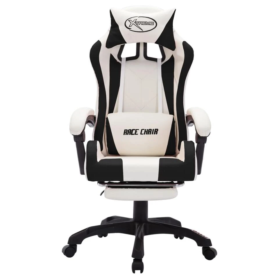 VidaXL Racestoel Met RGB LED-verlichting Kunstleer Zwart En Wit 6 VidaXL Racestoel Met RGB LED-verlichting Kunstleer Zwart En Wit - Afbeelding 4