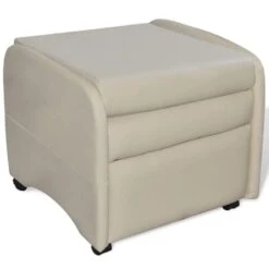VidaXL Fauteuil Inklapbaar Kunstleer Crème -Meubelwinkel b389aa13d4a8403195f51737325a60fa