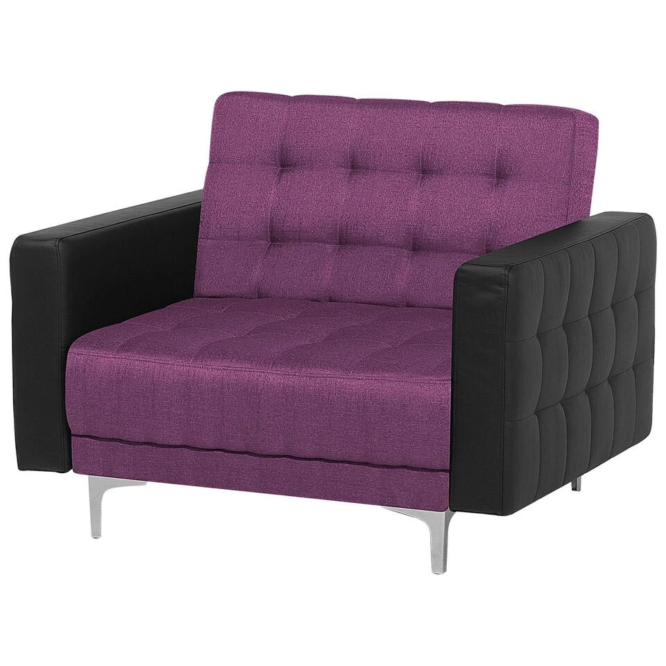 Beliani Fauteuil ABERDEEN - Paars Polyester 6 Beliani Fauteuil ABERDEEN - Paars Polyester - Afbeelding 4