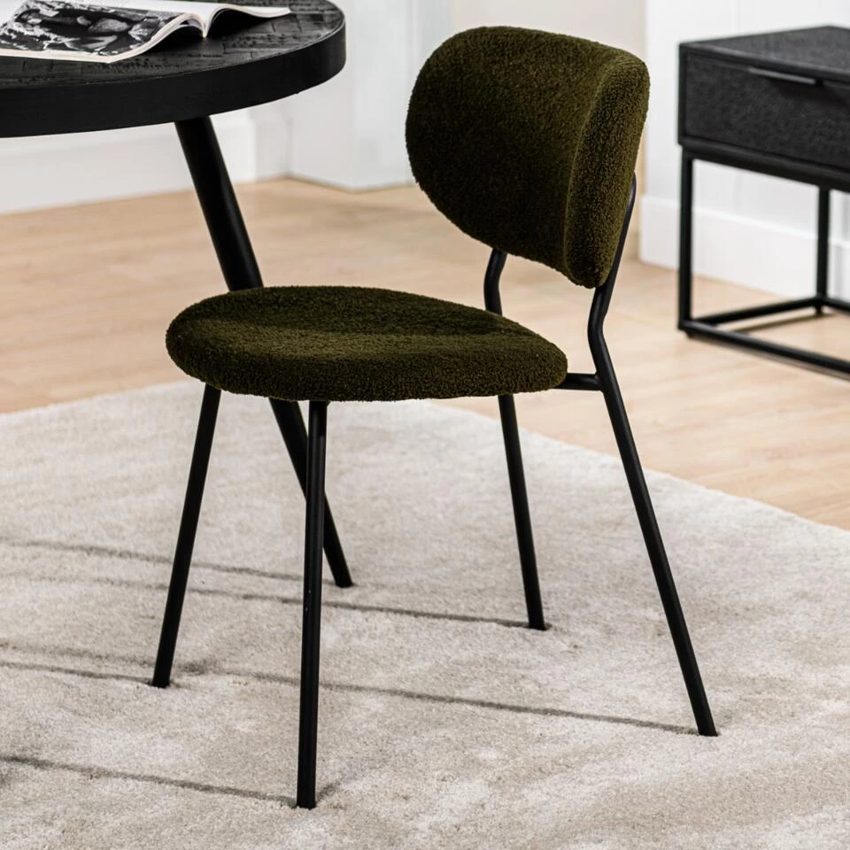 Rutger Eetkamerstoel Teddy - Stof - Groen 4 Rutger Eetkamerstoel Teddy - Stof - Groen - Afbeelding 2