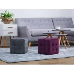 Beliani Poef WISCONSIN - Paars Fluweel -Meubelwinkel c157c2241c91418ab5c911eb10aaaef3