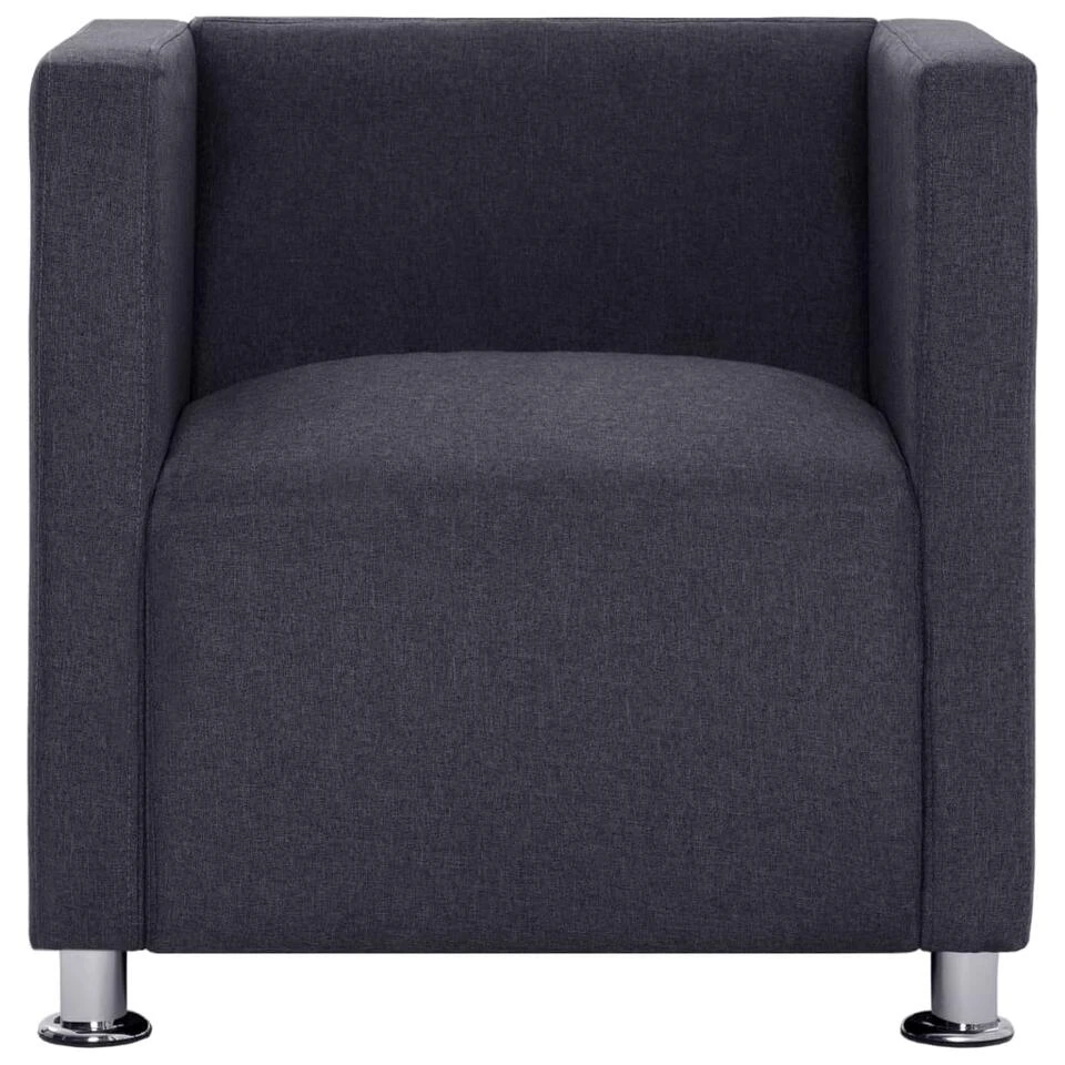 VidaXL Fauteuil Kubus Stof Donkergrijs 5 VidaXL Fauteuil Kubus Stof Donkergrijs - Afbeelding 3