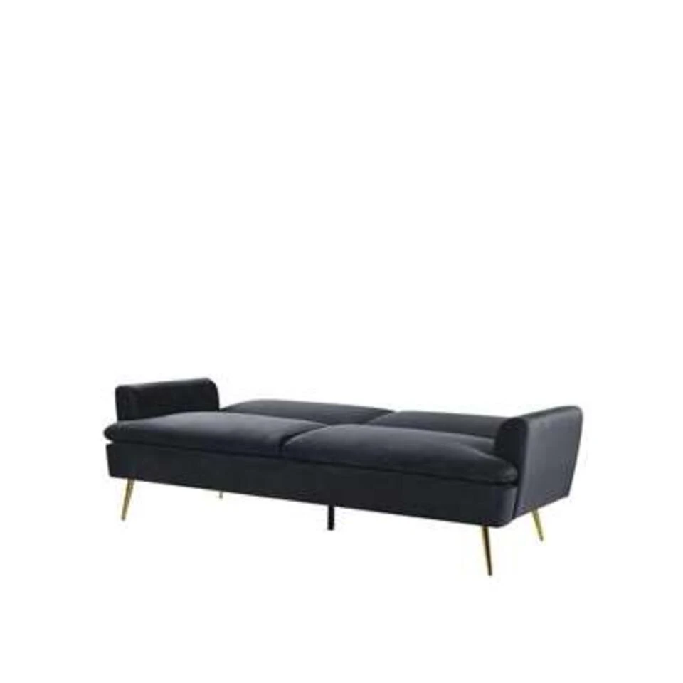 Beliani Slaapbank - VETTRE Zwart Fluweel 6 Beliani Slaapbank - VETTRE Zwart Fluweel - Afbeelding 4