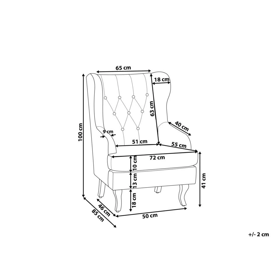 Beliani Oorfauteuil ALTA - Groen Fluweel 4 Beliani Oorfauteuil ALTA - Groen Fluweel - Afbeelding 3