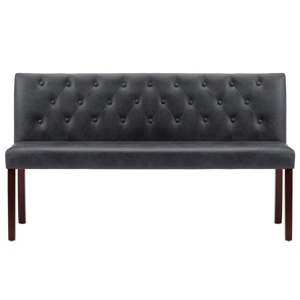 VidaXL Bankje 148,5 Cm Kunstsuède Grijs 5 VidaXL Bankje 148,5 Cm Kunstsuède Grijs - Afbeelding 3