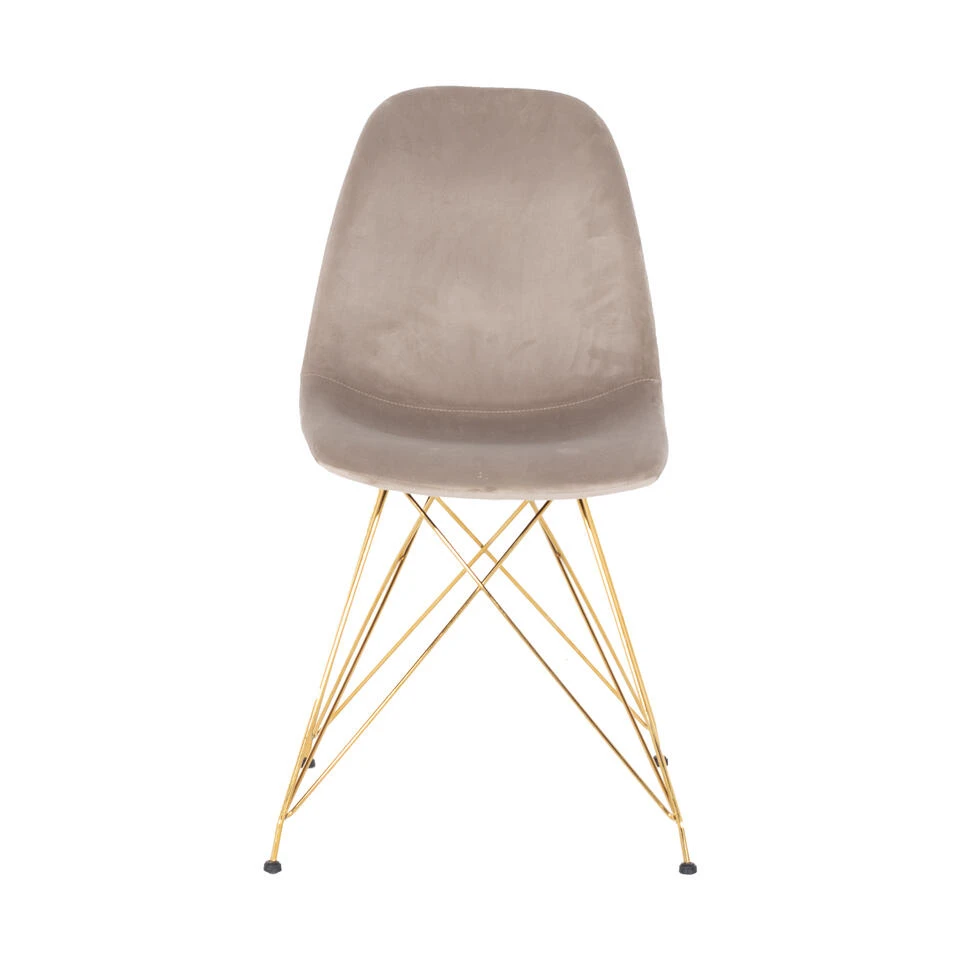Giga Meubel Eetkamerstoel Velvet Champagne - Gouden Onderstel - Set Van 2 - 5 Giga Meubel Eetkamerstoel Velvet Champagne - Gouden Onderstel - Set Van 2 - - Afbeelding 3
