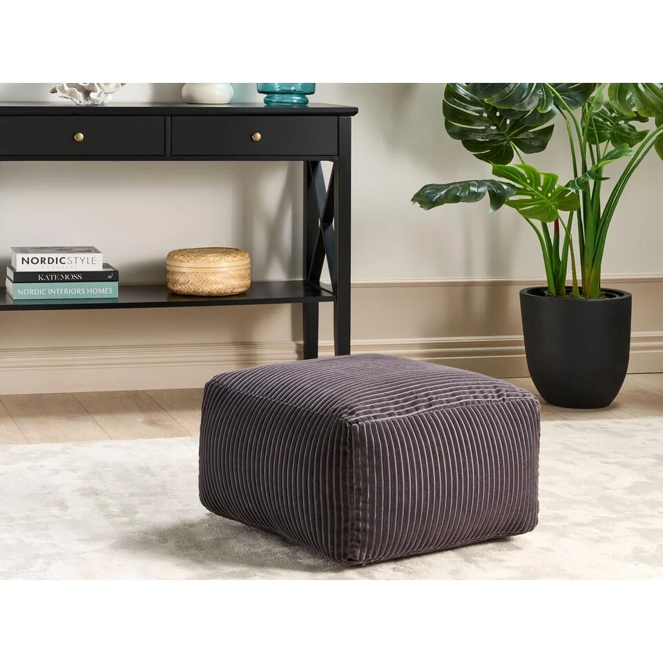 Beliani Poef MUKKI - Grijs Corduroy 4 Beliani Poef MUKKI - Grijs Corduroy - Afbeelding 2