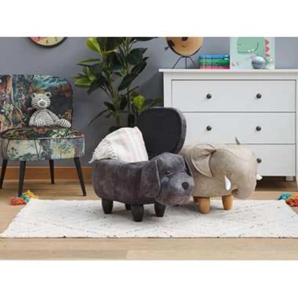 Beliani Dierenhocker DOGGY - Grijs Fluweel 5 Beliani Dierenhocker DOGGY - Grijs Fluweel - Afbeelding 3