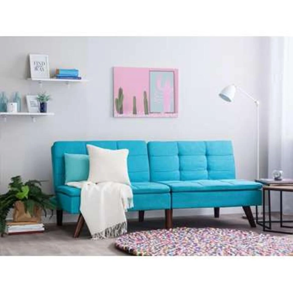 Beliani Driezitsbank - RONNE Blauw Polyester 4 Beliani Driezitsbank - RONNE Blauw Polyester - Afbeelding 2