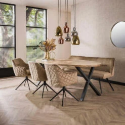 Diego Eetkamerbank Velvet - Stof - Beige -Meubelwinkel d6cba83be925486a8f2ed85d04af58ff