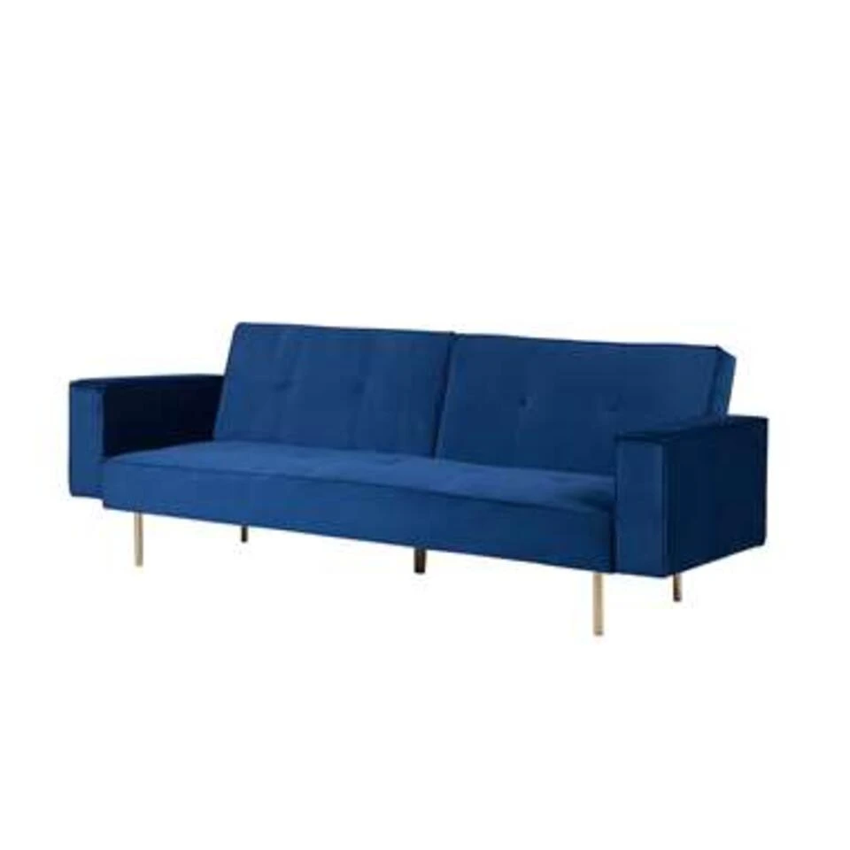 Beliani Driezitsbank - VISNES Blauw Fluweel 6 Beliani Driezitsbank - VISNES Blauw Fluweel - Afbeelding 4