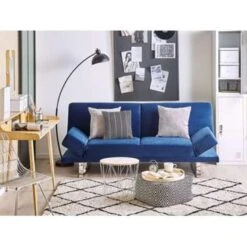 Beliani Slaapbank - YORK Blauw Fluweel 8 Beliani Slaapbank - YORK Blauw Fluweel -Meubelwinkel dec59cbfb3984c578bafca9ef0667c5a