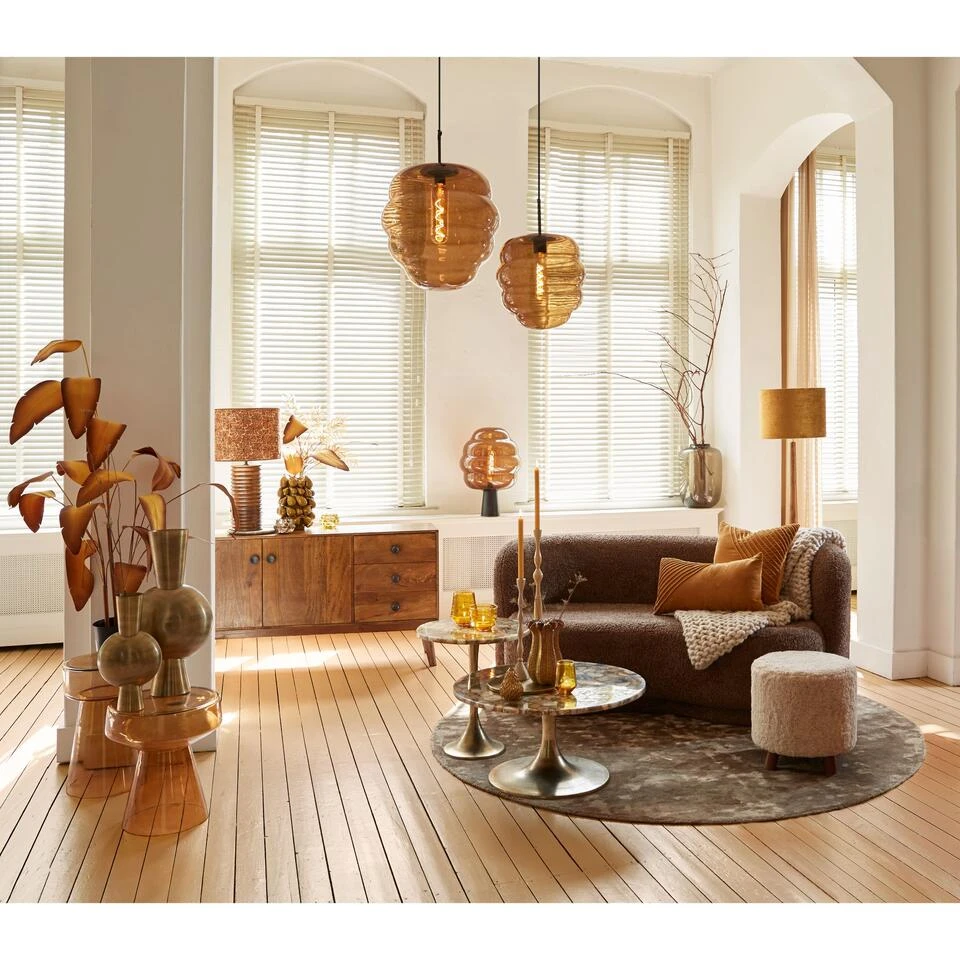 Poef Kimi - Oranje - Ø40cm 4 Poef Kimi - Oranje - Ø40cm - Afbeelding 2