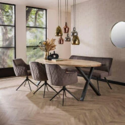 Diego Eetkamerbank Velvet - Stof - Grijs -Meubelwinkel e3f7771d5100476abde53d2a1f277263