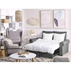 Beliani Slaapbank - SILDA Grijs Polyester -Meubelwinkel e8269039aeed45619ea38e78d90d67cb