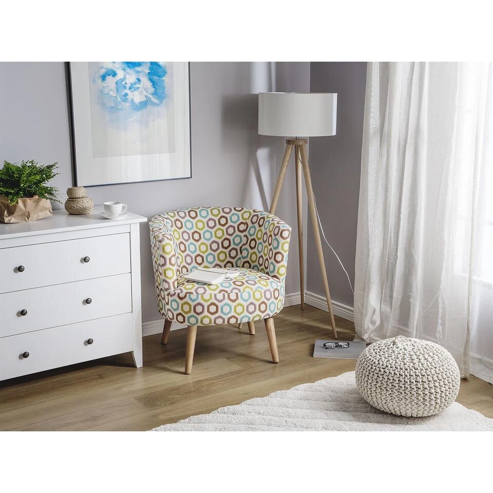 Beliani Fauteuil ODENZEN - Multicolor Polyester 4 Beliani Fauteuil ODENZEN - Multicolor Polyester - Afbeelding 2