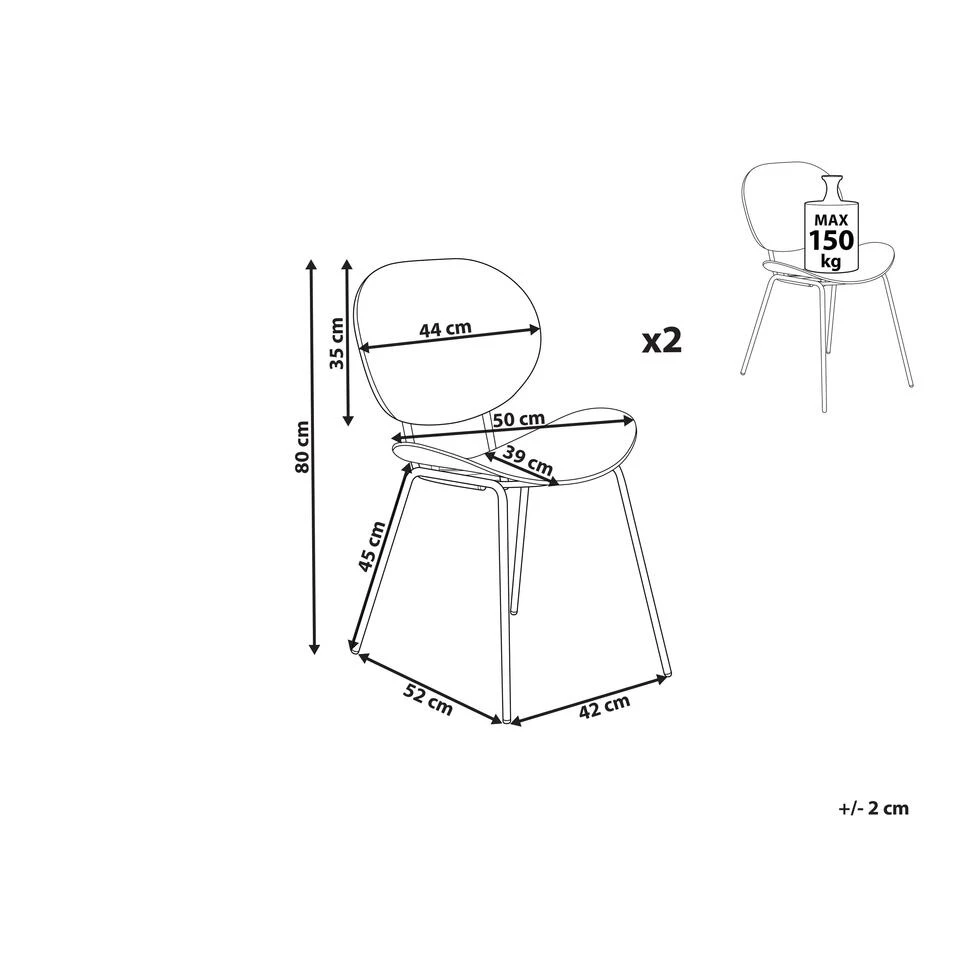 Beliani Eetkamerstoel SHONTO - Wit Polypropyleen 5 Beliani Eetkamerstoel SHONTO - Wit Polypropyleen - Afbeelding 3