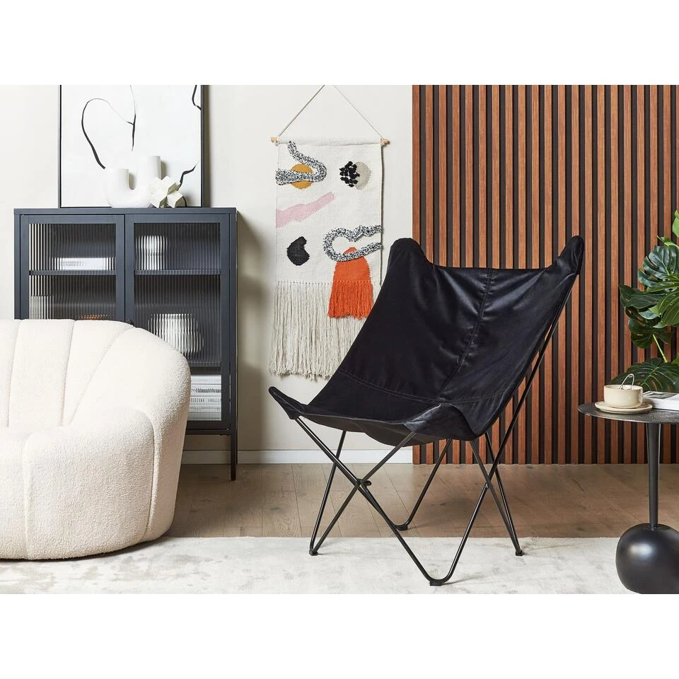 Beliani Fauteuil NYBRO - Zwart Fluweel 4 Beliani Fauteuil NYBRO - Zwart Fluweel - Afbeelding 2