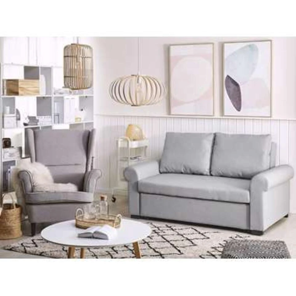 Beliani Slaapbank - SILDA Grijs Polyester 4 Beliani Slaapbank - SILDA Grijs Polyester - Afbeelding 2