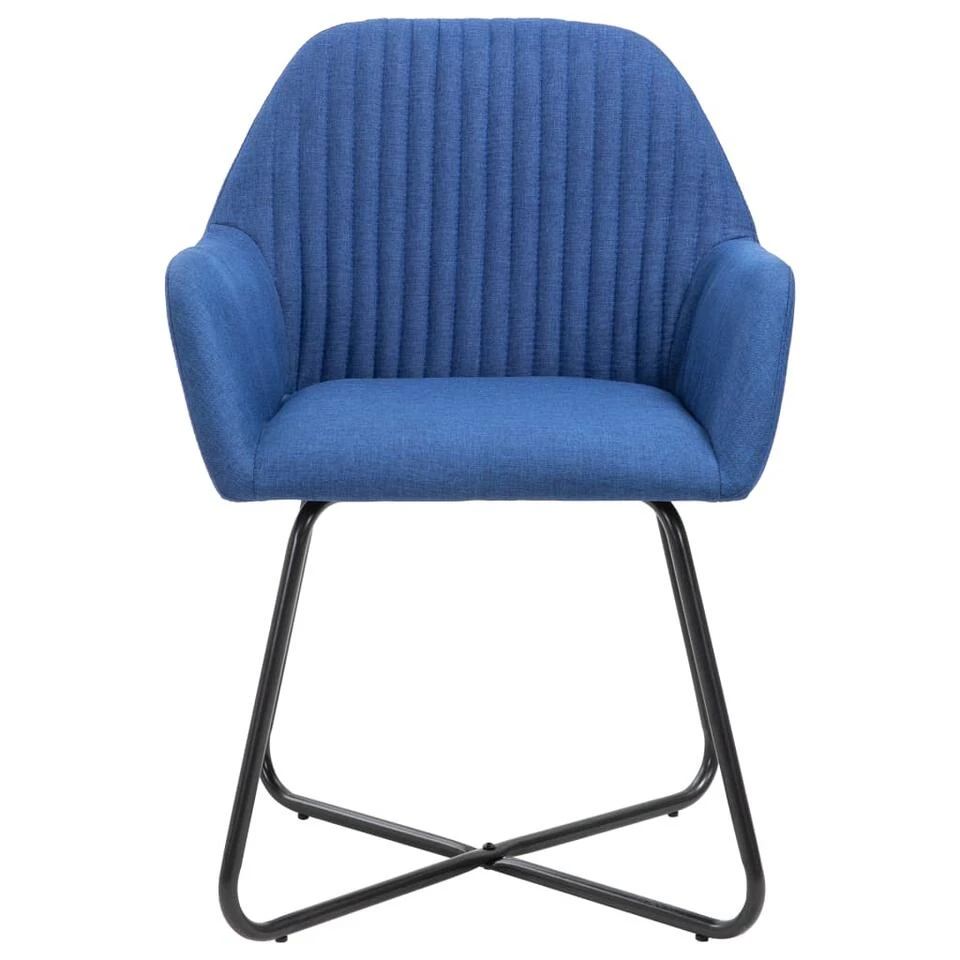 VidaXL Eetkamerstoelen 2 St Stof Blauw 5 VidaXL Eetkamerstoelen 2 St Stof Blauw - Afbeelding 3