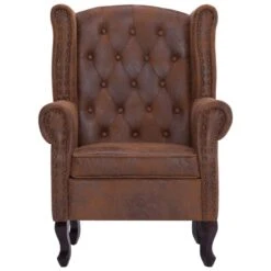 VidaXL Fauteuil En Voetenbank Chesterfield-stijl Kunstsuède Bruin -Meubelwinkel f8c67b80f8694d30a4a9e39ef9aa9566