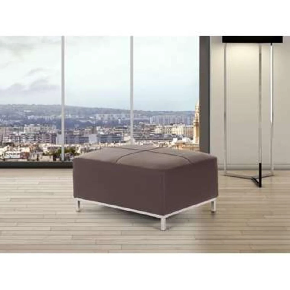 Beliani Ottomaan OSLO - Bruin Leer 4 Beliani Ottomaan OSLO - Bruin Leer - Afbeelding 2