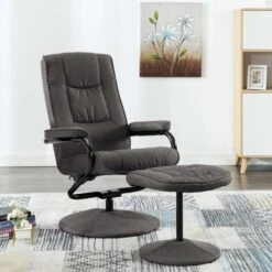 VidaXL Fauteuil Verstelbaar Met Voetenbankje Stof Donkergrijs 7 VidaXL Fauteuil Verstelbaar Met Voetenbankje Stof Donkergrijs -Meubelwinkel fcc133d09ea04568bbe0d8d01c342b10