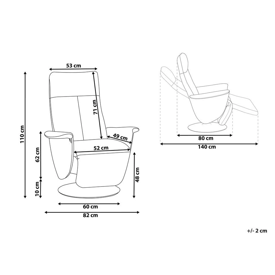 Beliani TV-fauteuil PRIME - Grijs Kunstleer 5 Beliani TV-fauteuil PRIME - Grijs Kunstleer - Afbeelding 3